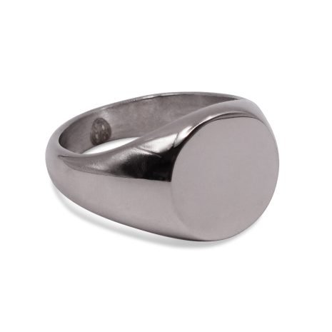 SIG-002 Polished Steel Round Mens Signet Ring (1)