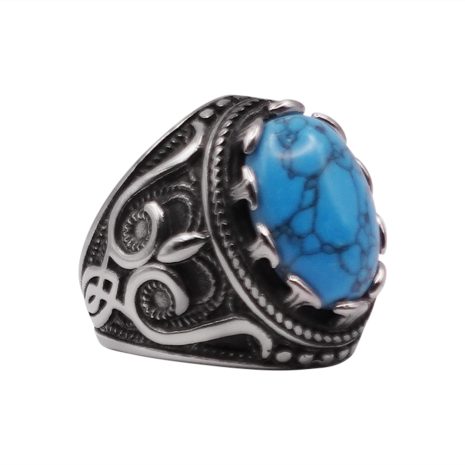 SIG-006 Carved Blue Stone Mens Signet Ring (5)
