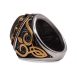 SIG-009 Carved Steel and Gold Mens Signet Ring (2)