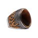 SIG-010 Carved Steel and Gold Mens Signet Ring (1)