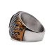 SIG-010 Carved Steel and Gold Mens Signet Ring (2)