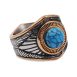 SIG-017 Carved Steel and gold blue stone mens signet ring (3)