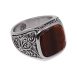 SIG-024 Aged Carved Steel Brown Stone Mens Signet Ring (4)