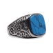 SIG-035 Carved Steel Blue Marble Mens Signet Ring (3)