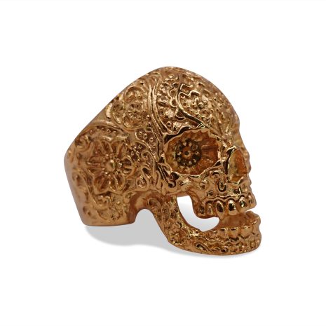 SIG-065 Gold Day of the Dead Skull Ring (2)