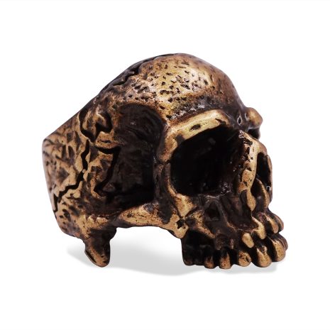 SIG-071 Aged Carved Bronze Skull Ring (1)