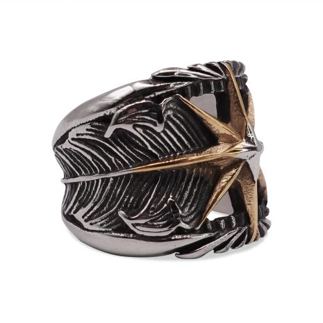 SIG-078 Gold Steel Cardinal Point Signet Ring (1)