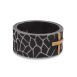 SIG-080 Hammered Steel Gold Cross Ring (1)